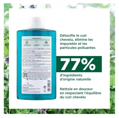Klorane Détox - Cheveux Normaux Shampoing à la Menthe Bio 400 ml