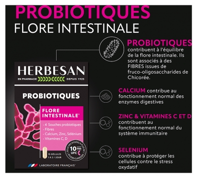 Herbesan Probiotiques Flore Intestinale 15 Gélules