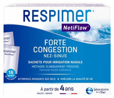 Laboratoire de la Mer Respimer NetiFlow Forte Congestion 16 Sachets pour Irrigation Nasale