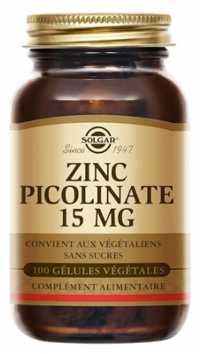 Solgar Picolinato de Zinc 15 mg 100 Cápsulas Vegetales