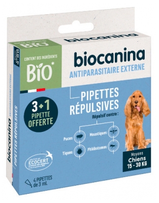Biocanina Pipettes Répulsives Chiens de 15 à 30 kg 4 Pipettes