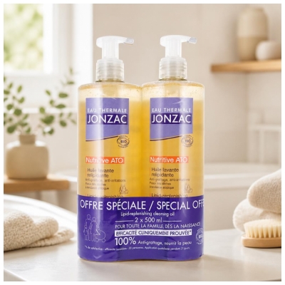 Eau Thermale Jonzac Nutritive ATO Relipiderande Tvättolja Bio 2 x 500 ml