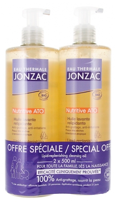 Jonzac Terminis Vanduo Maitinamasis ATO Riebalus Atstatanti Plovimo Aliejus Bio 2 x 500 ml