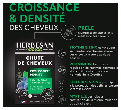 Herbesan Chute de Cheveux 30 Comprimés