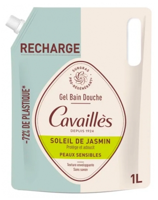 Cavaillès Gel Bain Douche Peaux Sensibles Soleil de Jasmin Éco-Recharge 1 L