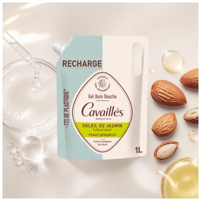 Cavaillès Gel de Duș pentru Piele Sensibilă Jasmin Solar Eco-Recharge 1 L