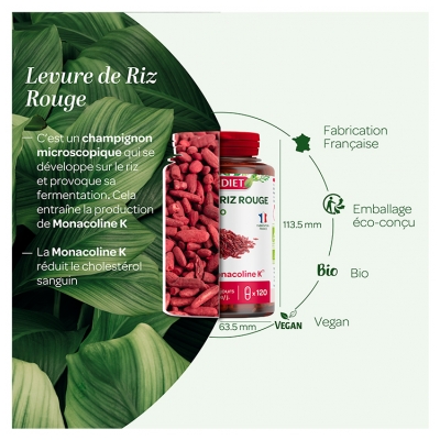 Superdiet Levure de Riz Rouge Bio 120 Gélules