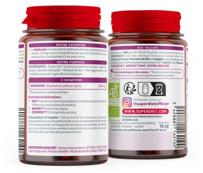 Superdiet Radis Noir Bio 45 Comprimés