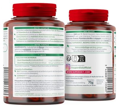 Superdiet Huile de Foie de Morue 120 Capsules