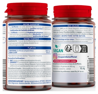 Superdiet Griffonia 185 mg de 5-HTP 40 Gélules