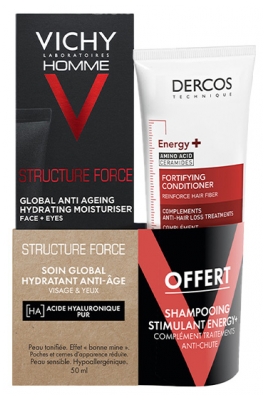 Vichy Homme Structure Force Global Moisturizing Anti-Aging Care 50 ml + Dercos Energy+ Shampoo 50 ml Gratis