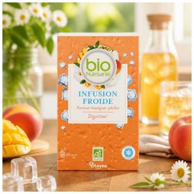 Ceai Vitavea de Infuzie Rece Digestie Aromă Mango-Piersică Bio 20 Plicuri