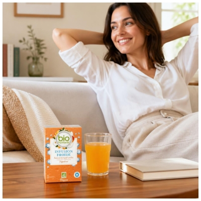 Ceai Vitavea de Infuzie Rece Digestie Aromă Mango-Piersică Bio 20 Plicuri