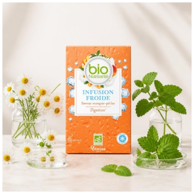 Ceai Vitavea de Infuzie Rece Digestie Aromă Mango-Piersică Bio 20 Plicuri