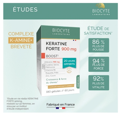 Biocyte Keratine Forte 900 mg Boost 180 Gélules