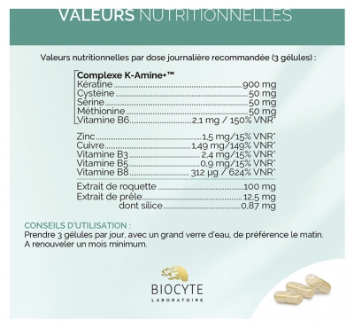 Biocyte Keratine Forte 900 mg Boost 180 Gélules