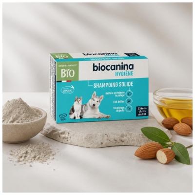 Biocanina Hygiène Shampoing Solide pour Chiens et Chats Bio 100 g