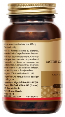 Solgar Gaba 500 mg 50 Gélules Végétales