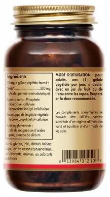Solgar Gaba 500 mg 50 Gélules Végétales