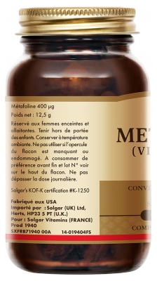 Solgar Metafolin Vitamine B9 400 µg 50 Comprimés