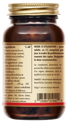 Solgar Metafolin Vitamine B9 400 µg 50 Comprimés