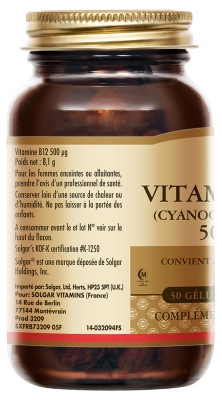 Solgar Vitamine B12 500 mcg 50 Gélules Végétales