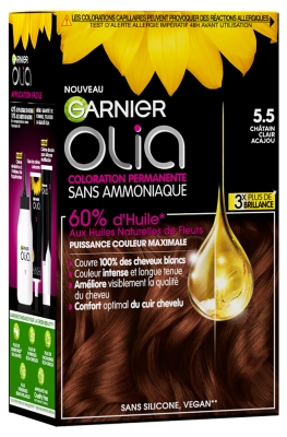 Garnier Olia Coloration Permanente Sans Ammoniaque 120 g - Coloration : 5.5 Châtain Clair Acajou