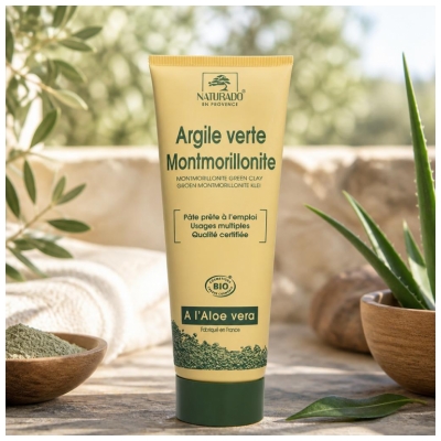 Naturado en Provence Grøn Lermaske Montmorillonit med Økologisk Aloe Vera 300 g