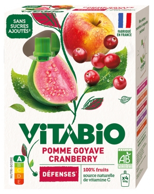 Vitabio Appel Guave Cranberry Bio 4 knijpzakjes van 100 g
