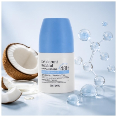 Stentil Deodorant Mineral Piele Sensibilă 48H Roll-On 50 ml