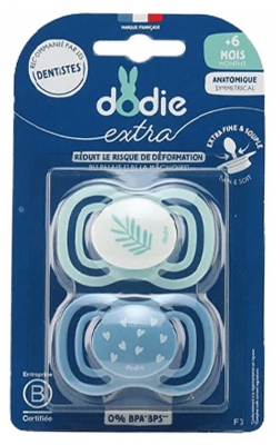 Dodie Extra 2 Chupetas Anatómicas Simétricas + 6 Meses - Cor: Folha/Coração