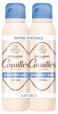 Cavaillès Absorb+ 48H Déodorant Anti-Traces Spray Lot de 2 x 150 ml