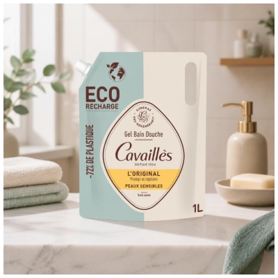 Cavaillès Gel Bain Douche Peaux Sensibles L'Original Éco-Recharge 1 L