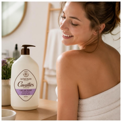 Cavaillès Lait Bain Douche Peaux Sèches Lait de Figue 1 L