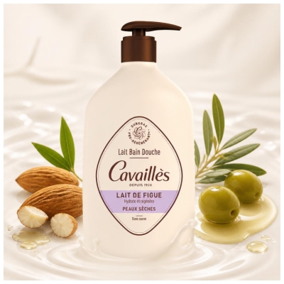 Cavaillès Lait Bain Douche Peaux Sèches Lait de Figue 1 L