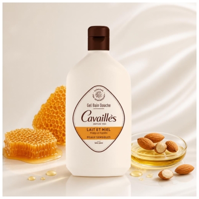 Cavaillès Gel de Duș și Baie Piele Sensibilă Lapte și Miere 400 ml