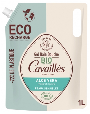 Cavaillès Gel de Baie și Duș pentru Piele Sensibilă Aloe Vera Bio Eco-Reîncărcare 1 L