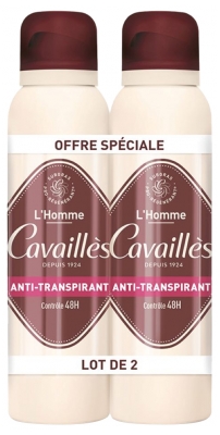 Cavaillès Absorb+ 48H Homme Anti-Transpirant Spray Lot de 2 x 150 ml