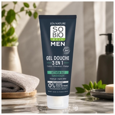 Gel de duș 3în1 Răcoritor Bio Léa Nature SO BIO étic Men 200 ml