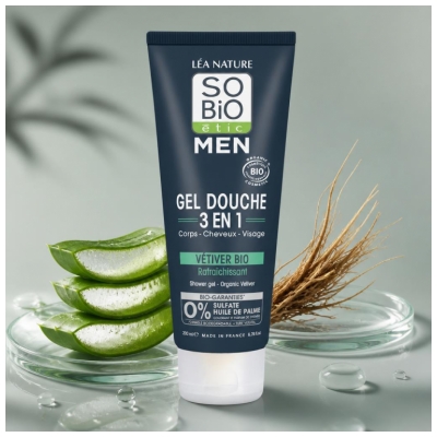 Gel de duș 3în1 Răcoritor Bio Léa Nature SO BIO étic Men 200 ml