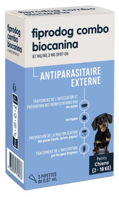 Biocanina Fiprodog 67 mg Combo Petits Chiens 2 à 10 kg 3 Pipettes