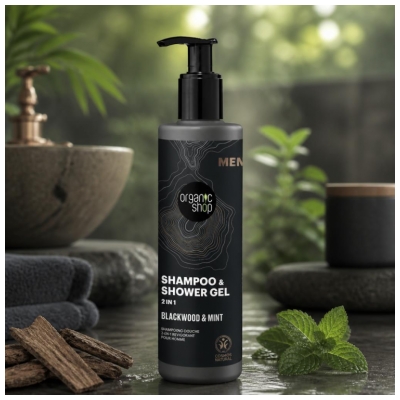 Organic Shop Men Dubová kůra a máta Osvěžující 2v1 Sprchový šampon 280 ml