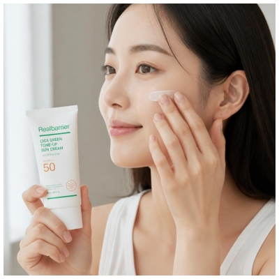 Cremă nuanțată de protecție solară Real Barrier Cica Green SPF50 50 ml