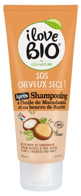 I Love Bio SOS Cheveux Secs Après-Shampoing Huile de Macadamia et Beurre de Karité Bio 200 ml