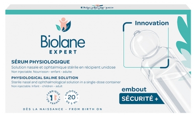 Biolane Sól Fizjologiczna z Bezpieczną Końcówką+ 20 ampułek jednodawkowych po 5 ml