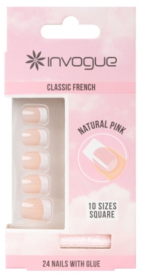 Unhas Postiças Invogue 24 French Quadrado Rosa