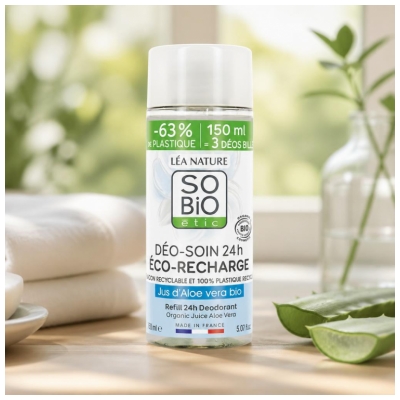 Léa Nature SO BIO étic Desodorante-Tratamento 24H Aloe Vera Refil Ecológico Bio 150 ml