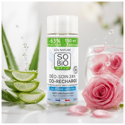 Léa Nature SO BIO étic Desodorante-Tratamento 24H Aloe Vera Refil Ecológico Bio 150 ml