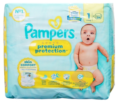 Pampers Premium Protection Pieluszki Skin Comfort 24 Rozmiar 1 (2-5 kg)