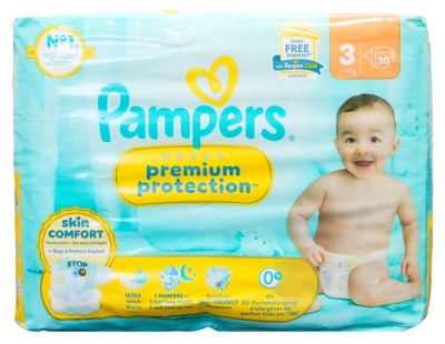 Pampers Premium Protection Pieluszki Skin Comfort 30 Rozmiar 3 (6-10 kg)